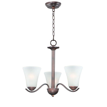 Maxim Lighting 12073FTSN Vital 3 Light Satin Nickel Chandelier with Frosted Glass Shades - White Background