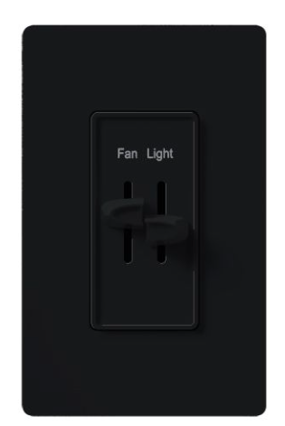 Lutron S2-LFSQH-BL Skylark Dual Dimmer Switch and 3-Speed Fan Control, 300W Incand./Halogen and 1.5A Fan, No Neutral Required, Black Finish