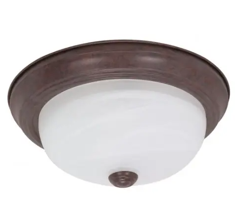 Nuvo 60-205 11" Flush Mount Ceiling Light Fixture, Old Bronze, Alabaster Glass