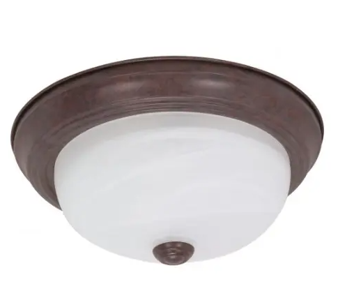 Nuvo 60-206 13" Flush Mount Ceiling Light Fixture, Old Bronze, Alabaster Glass