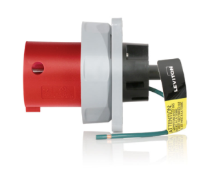 Leviton 3100B7WLEV LEV Series 100A Pin and Sleeve Inlet, Watertight, 480V, 3-Phase,  2P, 3W, Red Finish