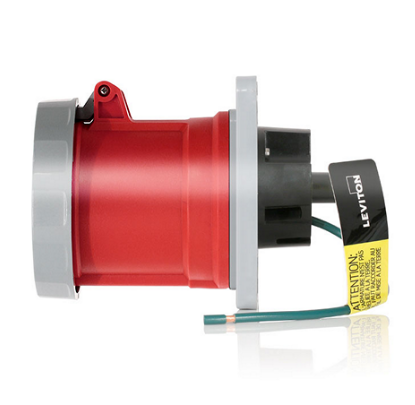 Leviton 3100R7WLEV 100 Amp, 480 Volt, 2P, 3W, LEV Series North American-Rated IEC 60309-1 & 60309-2 Pin & Sleeve Receptacle, Industrial Grade, IP66/IP67/IP68/IP69K, Watertight - Red