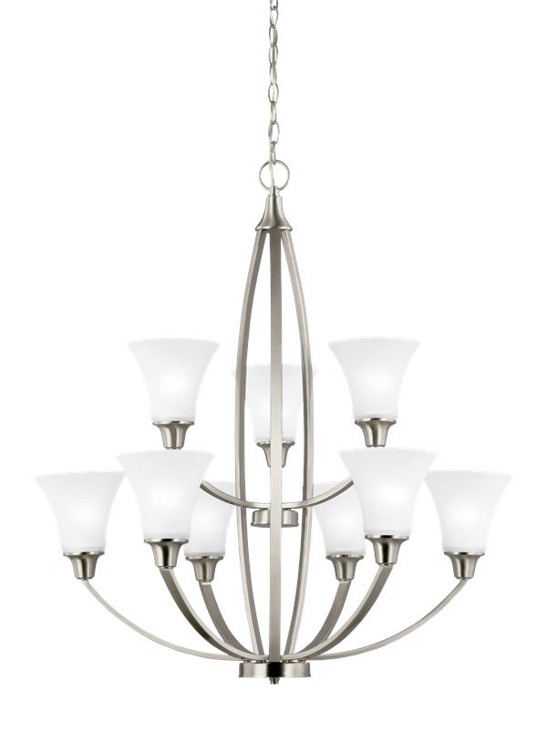 Generation Lighting Metcalf 9 light brushed nickel chandelier