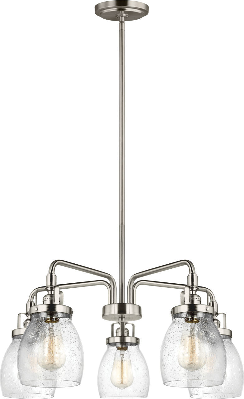 Generation Lighting Belton 5 light brushed nickel chandelier with clear seeded glass