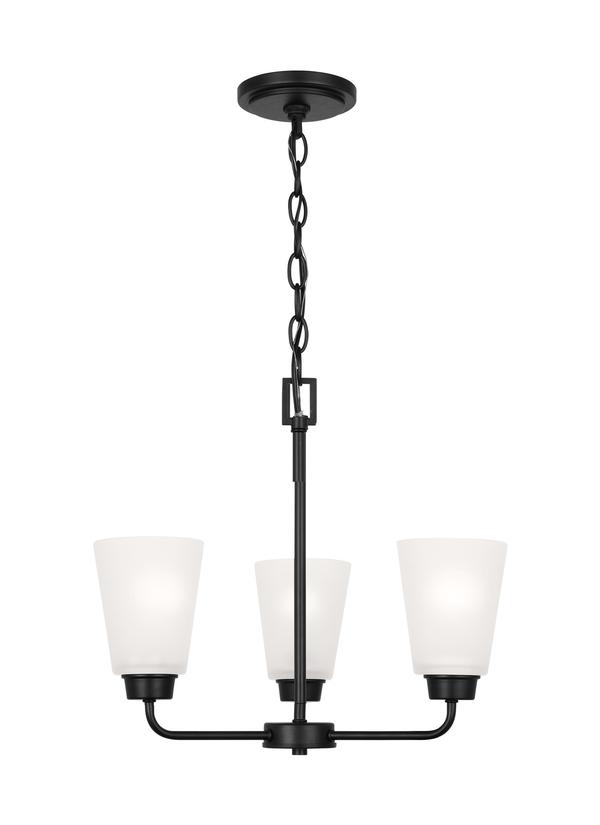 Generation Lighting Kerrville 3 light chandelier in Midnight Black