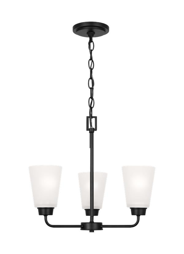 Generation Lighting Kerrville 3 light chandelier in Midnight Black