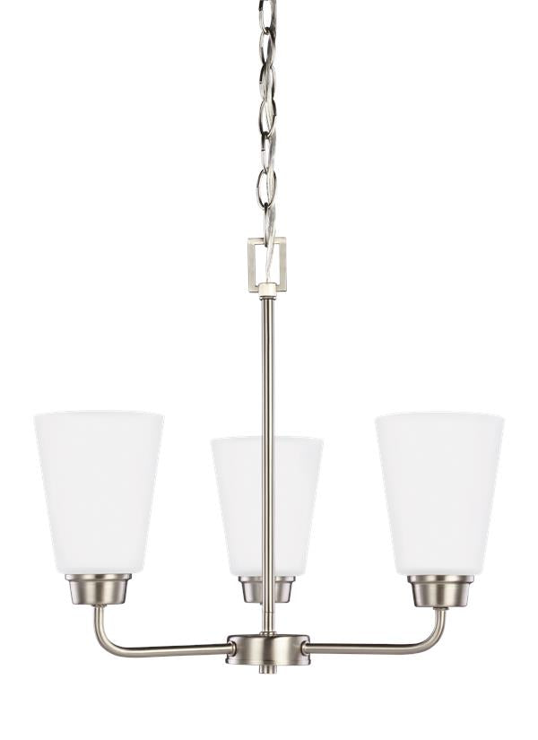 Generation Lighting Kerrville 3 light brushed nickel chandelier ceiling light