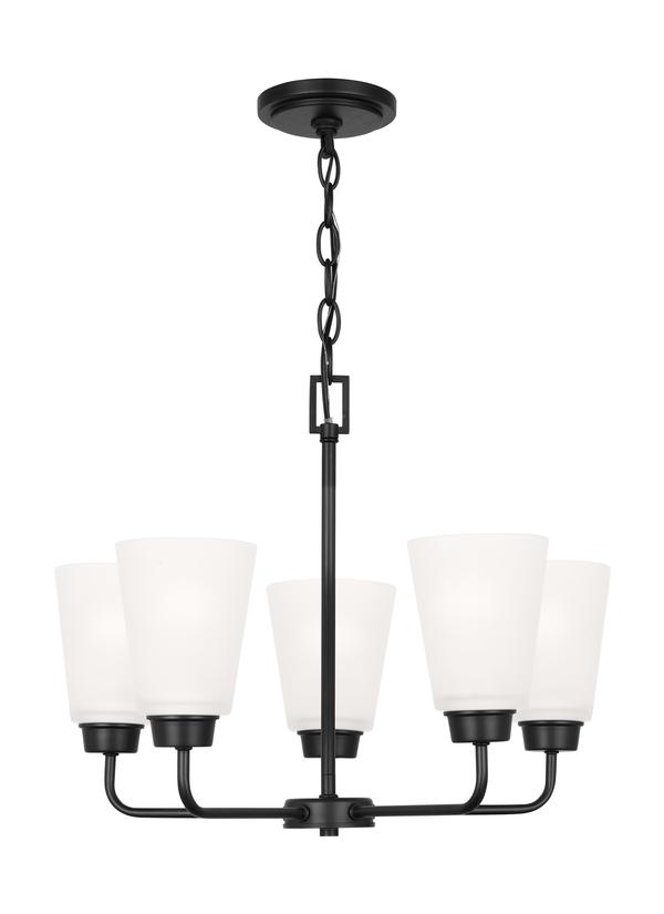 Generation Lighting Kerrville 5 light chandelier in Midnight Black