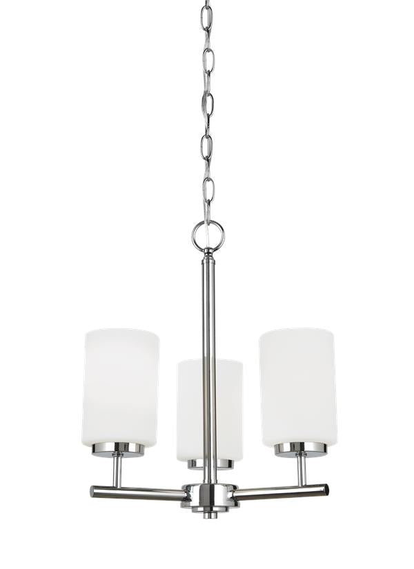 Generation Lighting Oslo 3 light chrome chandelier with opal etched glass