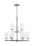 Generation Lighting Oslo 9 light chrome chandelier with opal etched glass