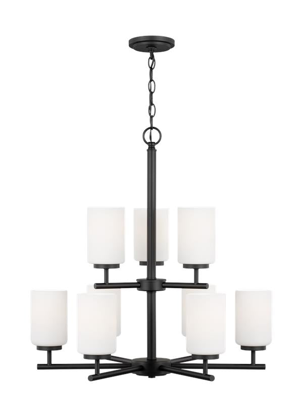 Generation Lighting Oslo 9 light chandelier in midnight black