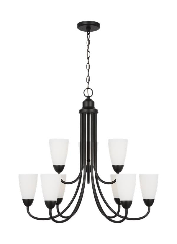 Generation Lighting Seville 9 light chandelier ceiling light in Midnight Black