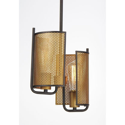Maxim Lighting 31219OIAB Caspian 2 Light Pendant - close-up detail of perforated metal shades