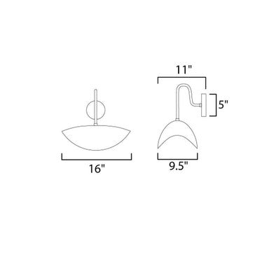 Maxim Lighting 31260NG Denarii 1 Light Natural Gold Wall Sconce - Dimensions Diagram