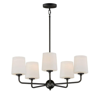 Maxim Lighting 12095SWSBR Bristol 5 Light 26.5 inch Satin Brass Chandelier Ceiling Light - full view on white background