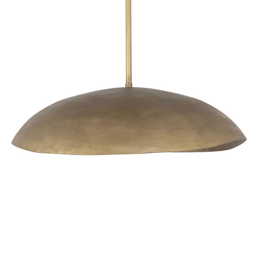 Maxim Lighting 31262NG Denarii Natural Gold Pendant - close-up detail of cast metal dome shade exterior