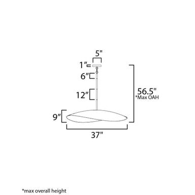 Maxim Lighting 31263NG Denarii Pendant Ceiling Light - Dimensions Diagram