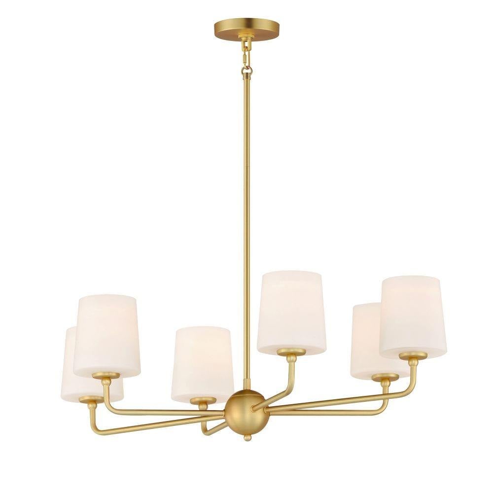 Maxim Lighting 12096SWSBR Bristol 6 Light 34 Inch Satin Brass Chandelier Ceiling Light