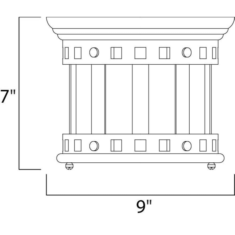 Maxim Lighting 3130CDSE Santa Barbara DC Outdoor Flush Mount Dimensions Diagram 9 Inch Wide 7 Inch Tall