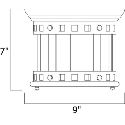 Maxim Lighting 3130CDSE Santa Barbara DC Outdoor Flush Mount Dimensions Diagram 9 Inch Wide 7 Inch Tall
