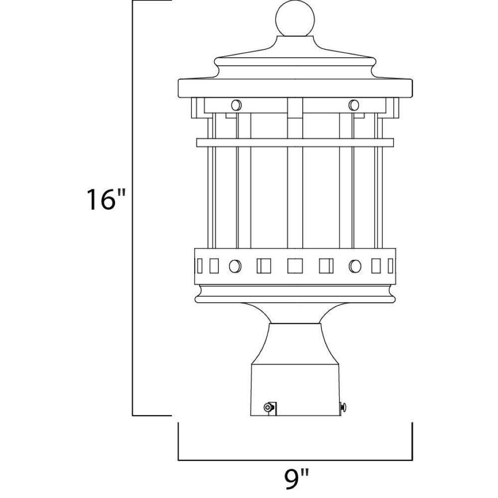 Maxim Lighting 3136CDSE Santa Barbara DC Outdoor Post Light Dimensions - 16 inch Height x 9 inch Width