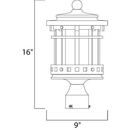 Maxim Lighting 3136CDSE Santa Barbara DC Outdoor Post Light Dimensions - 16 inch Height x 9 inch Width