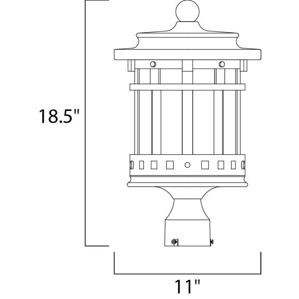 Maxim Lighting 3137CDSE Santa Barbara DC Outdoor Post Light Dimensions 18.5 inch Height 11 inch Width