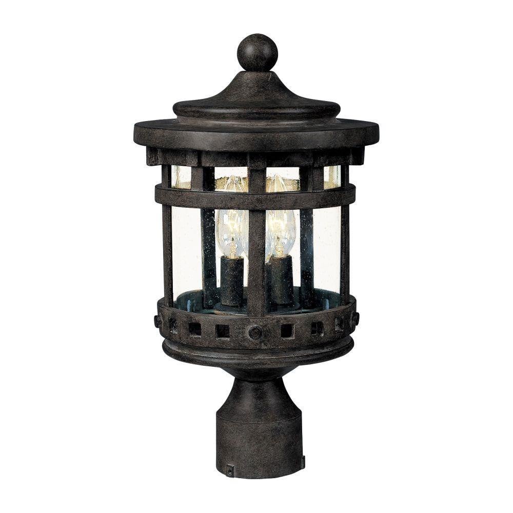 Maxim Lighting 3137CDSE Santa Barbara DC 3 Light Sienna Outdoor Post Light with Seedy Glass