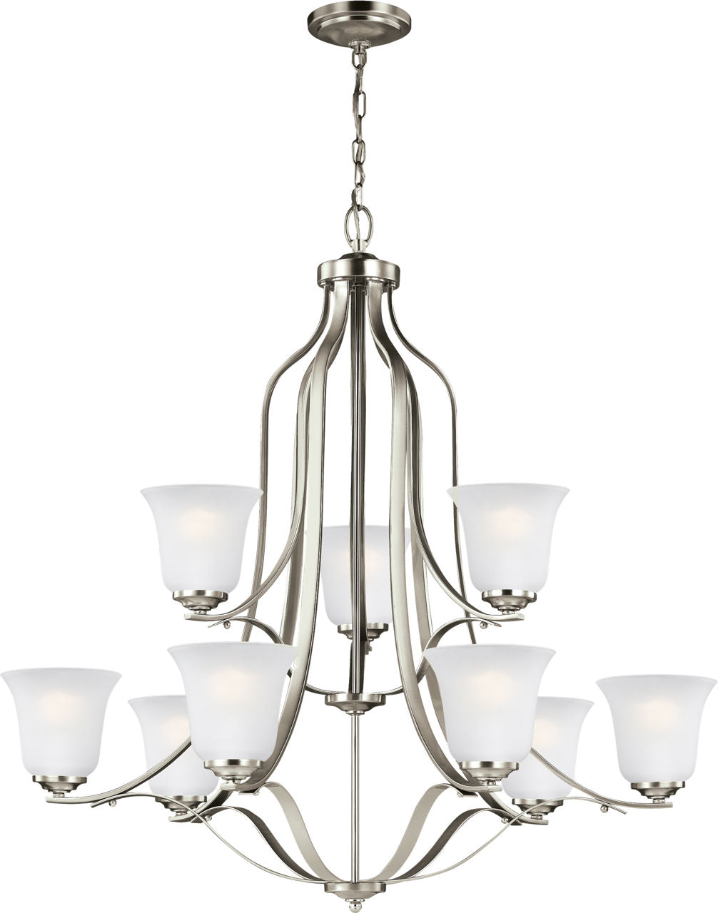 Generation Lighting 3139009EN3-962 Emmons 9 Light 35 inch Brushed Nickel Chandelier Ceiling Light