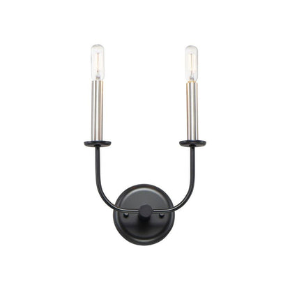 Maxim Lighting 10322BKSN Wesley 2 Light 9 inch Black/Satin Nickel Wall Sconce