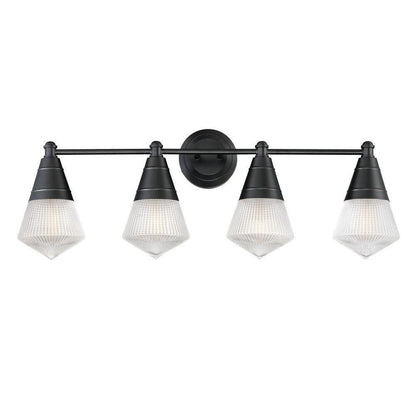 Maxim Lighting 10394PRBK Hargreaves 4 Light 33.25 Inch Black Bath Vanity Wall Light