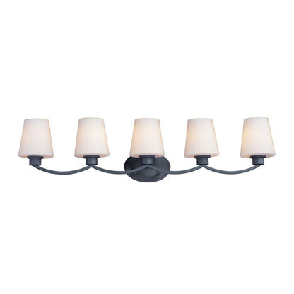Maxim Lighting 11835SWBK Shelter 5 Light 37.5 Inch Black Bath Vanity Wall Light - Full front view on white background