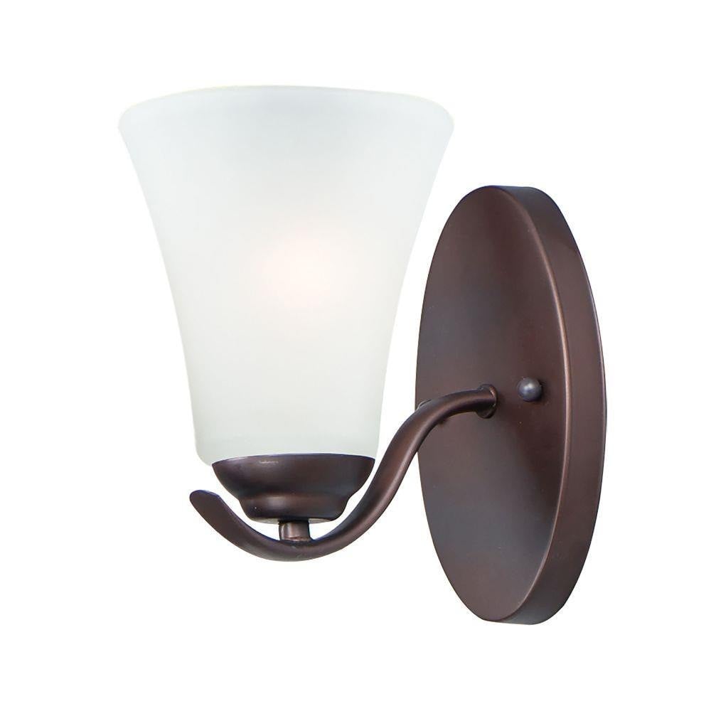 Maxim Lighting 12081FTSN Vital 1 Light Wall Sconce in Oil Rubbed Bronze with Frosted Glass Shade