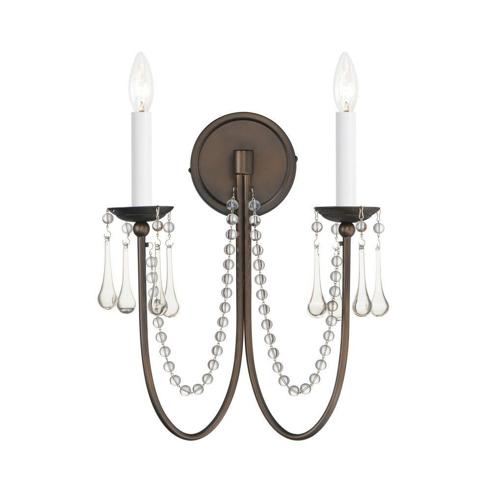 Maxim Lighting 12161CHB/CRY Plumette 2 Light Chestnut Bronze Wall Sconce with Clear Crystal Accents