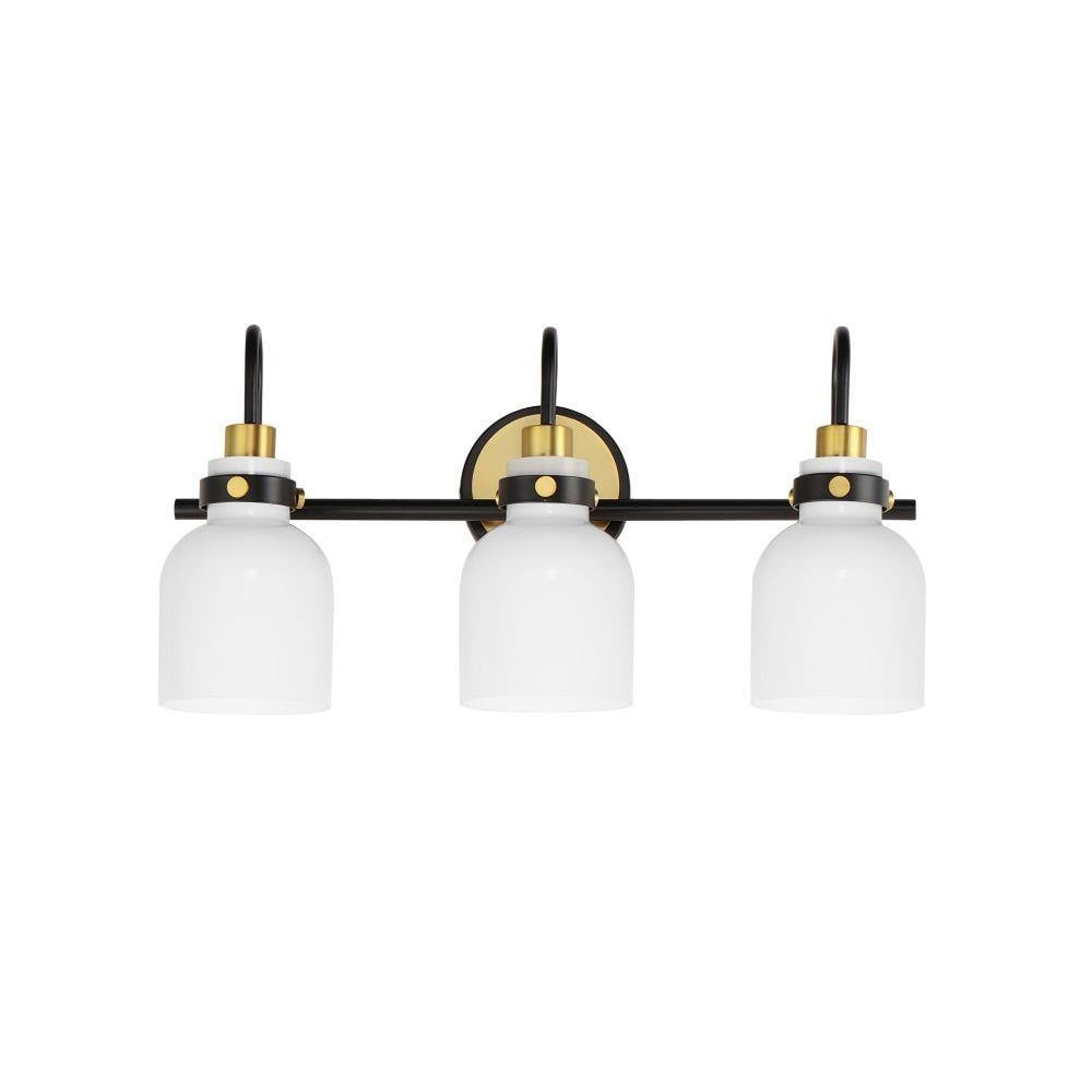 Maxim Lighting 12333WTBKSBR Milk 3 Light 22 inch Black Satin Brass Bath Vanity Wall Light