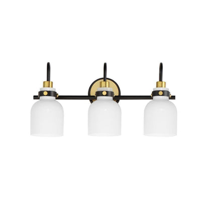Maxim Lighting 12333WTBKSBR Milk 3 Light 22 inch Black Satin Brass Bath Vanity Wall Light