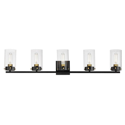 Maxim Lighting 12405CLSN Pinn 5 Light 39 Inch Satin Nickel Bath Vanity Wall Light