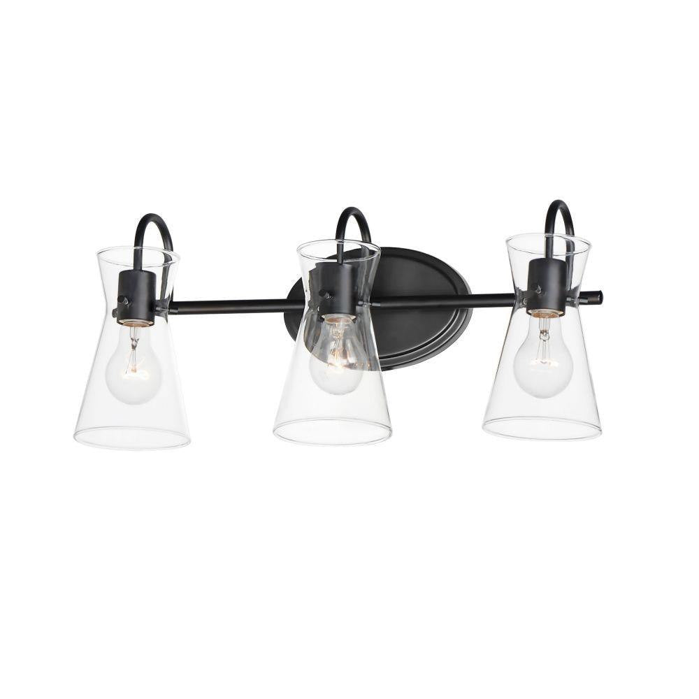 Maxim Lighting 12483CLBK Ava 3 Light 22 Inch Black Bath Vanity Wall Light