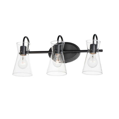 Maxim Lighting 12483CLBK Ava 3 Light 22 Inch Black Bath Vanity Wall Light