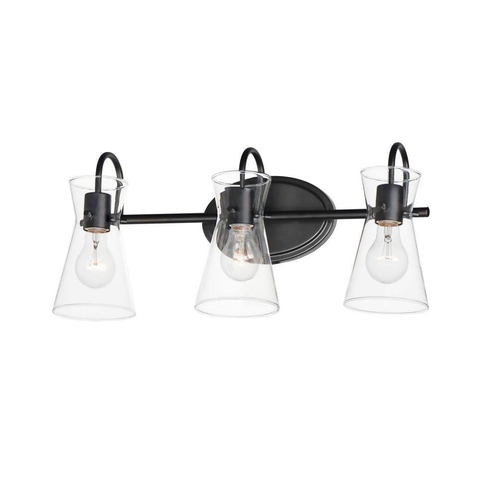 Maxim Lighting 12483CLPC Ava 3 Light 22 Inch Bath Vanity Wall Light in Black Finish with Clear Glass Shades
