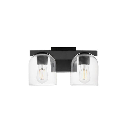Maxim Lighting 21232CLBK Scoop 2 Light Black Bath Vanity Wall Light with Clear Glass Shades