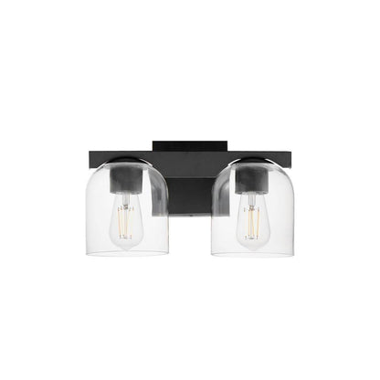 Maxim Lighting 21232MRNAB Scoop 2 Light Bath Vanity Wall Light in Matte Black with Clear Bell Glass Shades