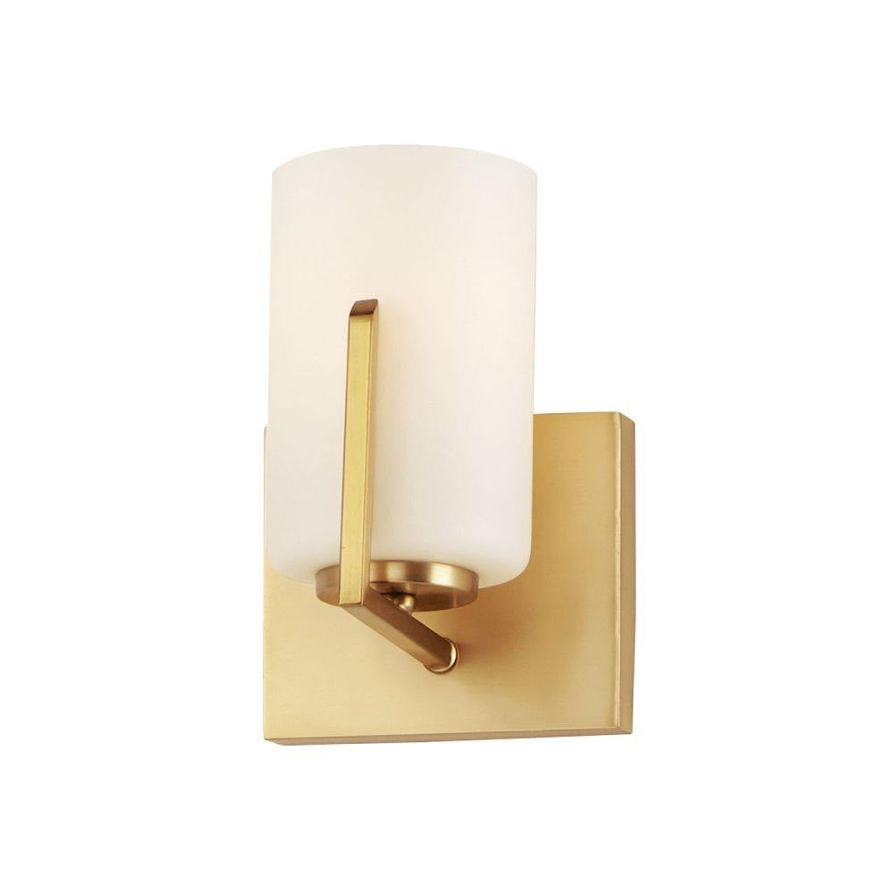 Maxim Lighting 21281SWSBR Dart 1 Light Satin Brass Wall Sconce with Satin White Glass Shade