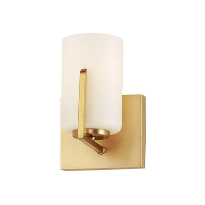Maxim Lighting 21281SWSBR Dart 1 Light Satin Brass Wall Sconce with Satin White Glass Shade