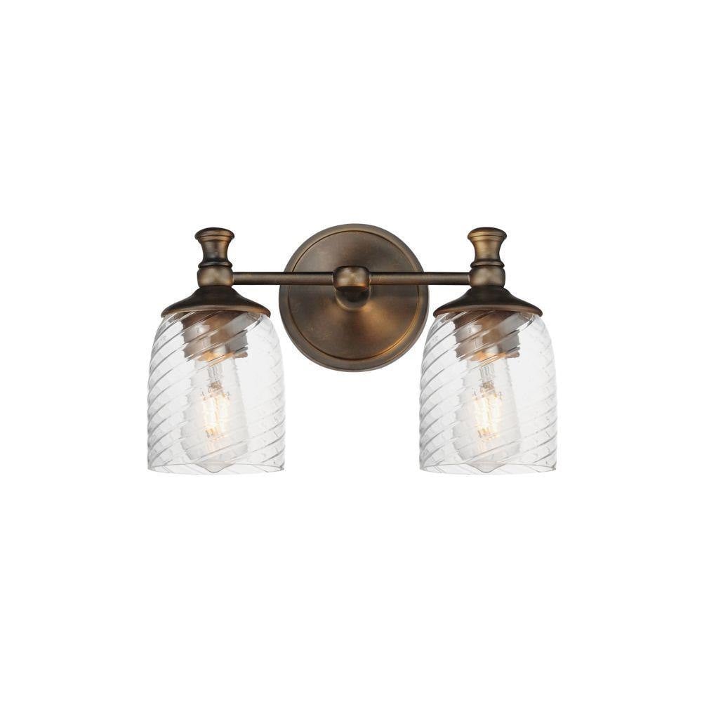 Maxim Lighting 21352CRBK Swirl 2 Light Black Wall Sconce with clear ribbed swirl glass shades on white background