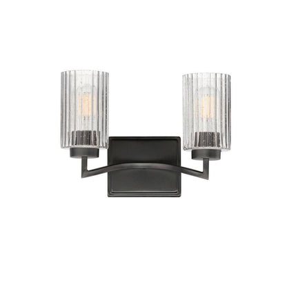 Maxim Lighting 21372CRPN Rigata 2 Light Wall Sconce with clear ribbed glass cylinders - white background