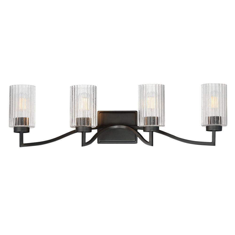 Maxim Lighting 21374CRSCH Rigata 4 Light 32.25 Inch Satin Champagne Bath Vanity Wall Light Front View