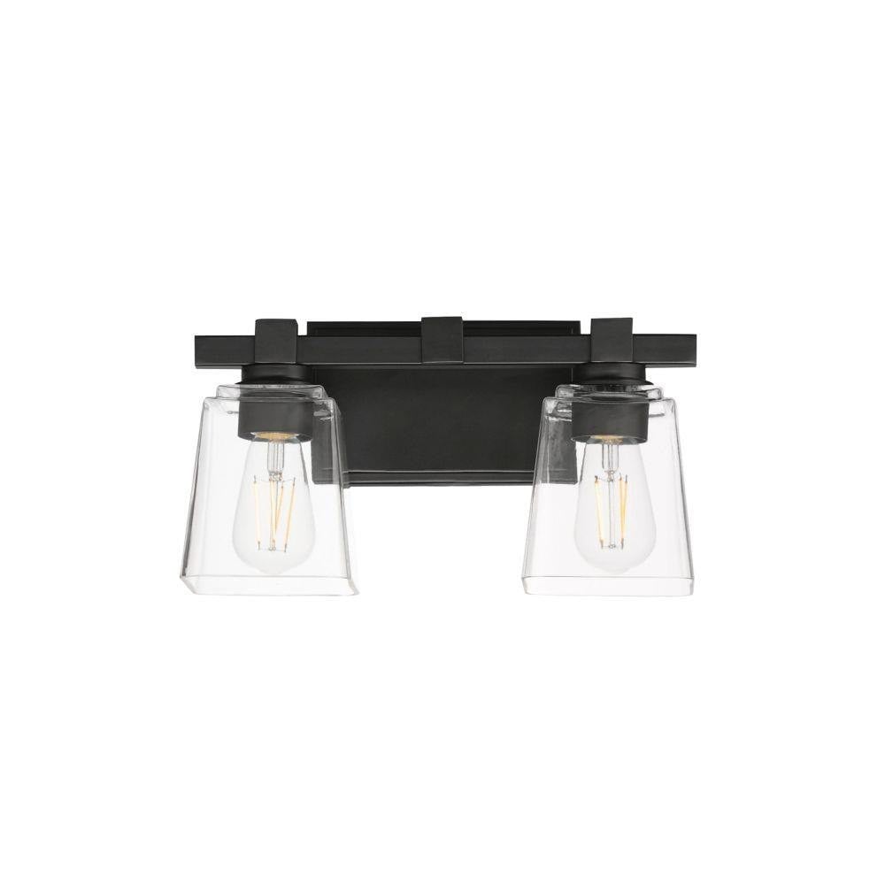 Maxim Lighting 21382CLNAB Cubos 2 Light 14 inch Natural Aged Brass Bath Vanity Wall Light - Black Finish Front View