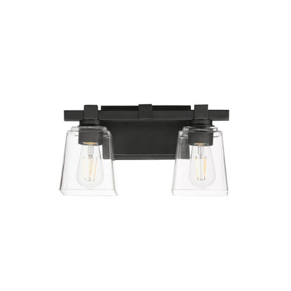 Maxim Lighting 21382CLNAB Cubos 2 Light 14 inch Natural Aged Brass Bath Vanity Wall Light - Black Finish Front View