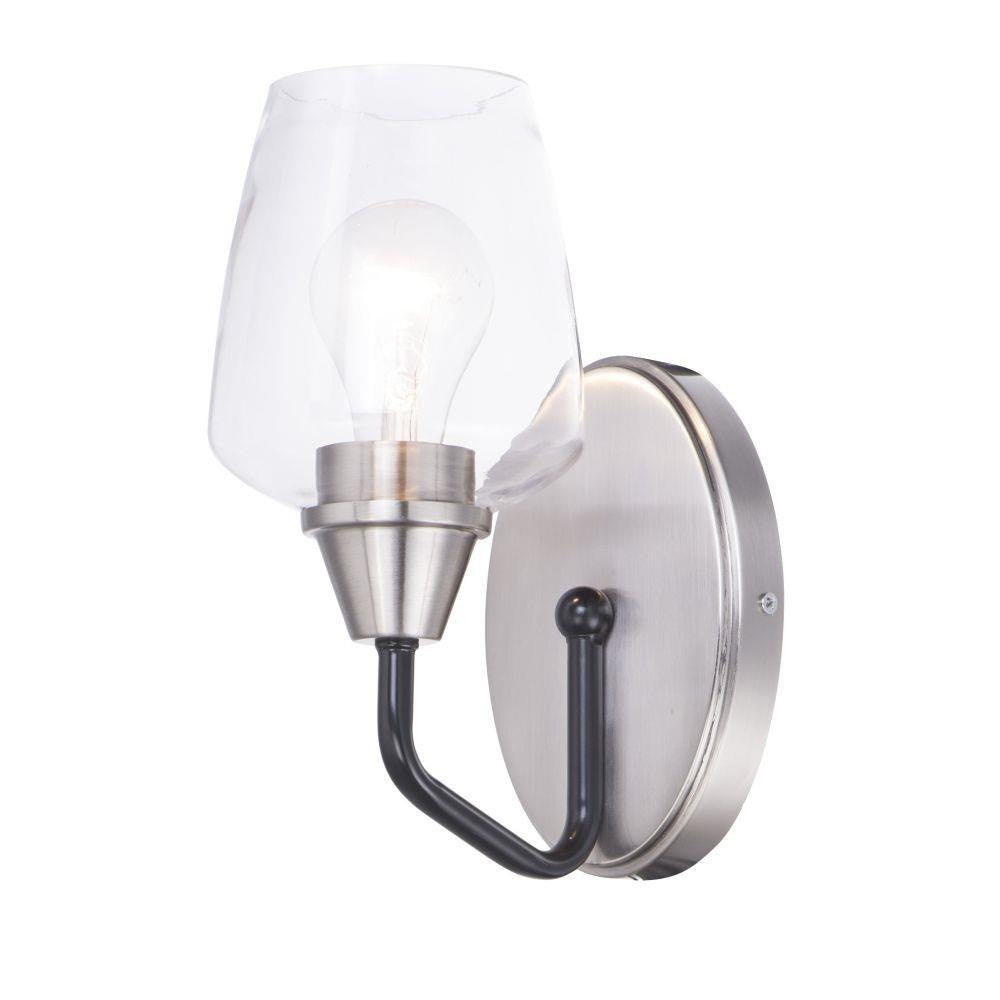 Maxim Lighting 26121CLBKSN Goblet 1 Light Wall Sconce Black/Satin Nickel - Angled Profile View